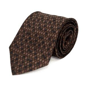 Frangi Men’s Necktie Brown 100% Silk Made in Italy Diamond Pattern Black Red Tie